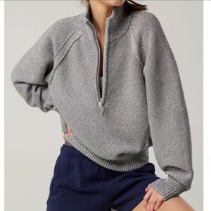 OFFLINE by Aerie Cool Down Quarter Zip Sweater, grey, size Medium